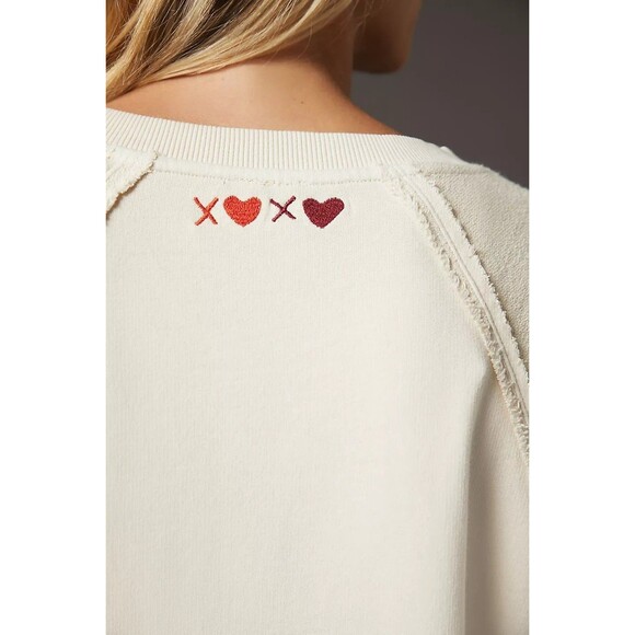 Anthropologie Pilcro Doily Sweatshirt Top Eyelet Embroidered Crochet S 281804 - Picture 5 of 10